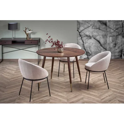 ROUND TABLE DOMENICO, TOP - WALNUT, LEGS - WALNUT / GOLD